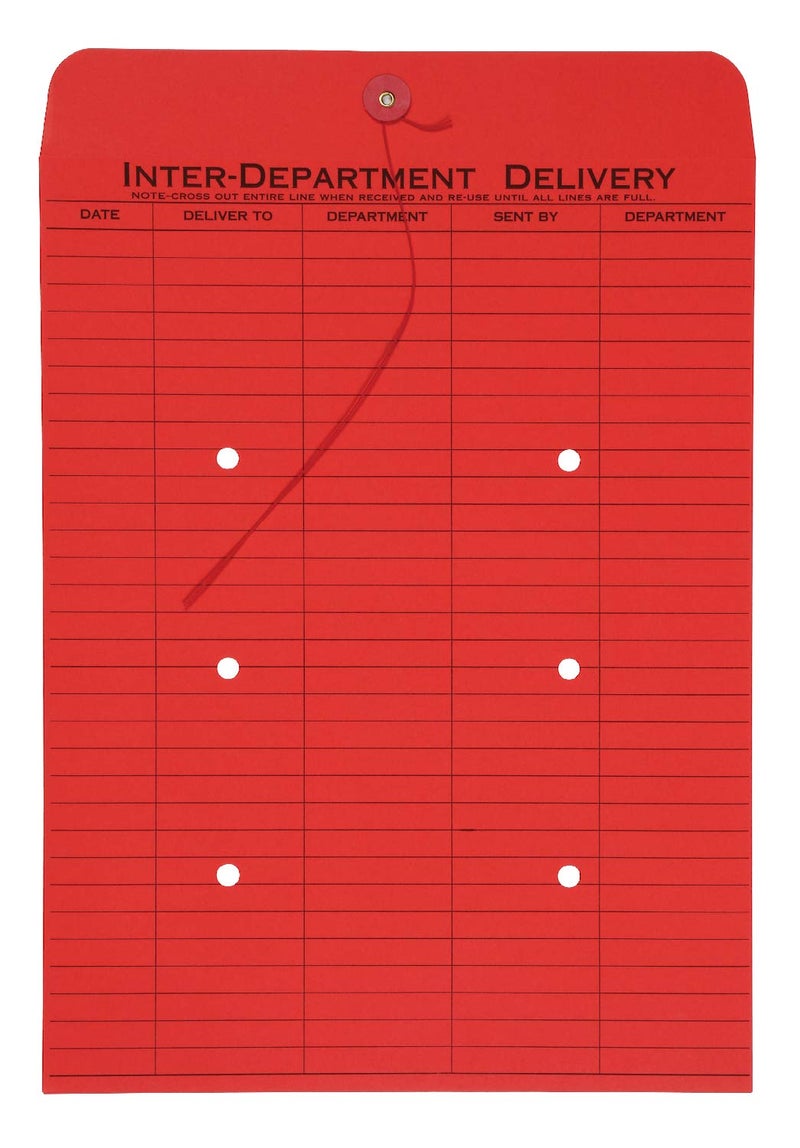 Quality Park 1-Side Print Interoffice Envelopes, String-Tie, Red, 10 x 13, 100 per Carton, (63574) - Image 3